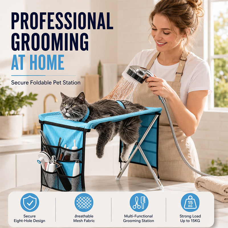 🐱 55% DE RÉDUCTION! 🛏️ Lit de toilettage pliable 2-en-1 – Table antidérapante & couchage douillet – Idéal pour brosser, couper les griffes & sieste 💤