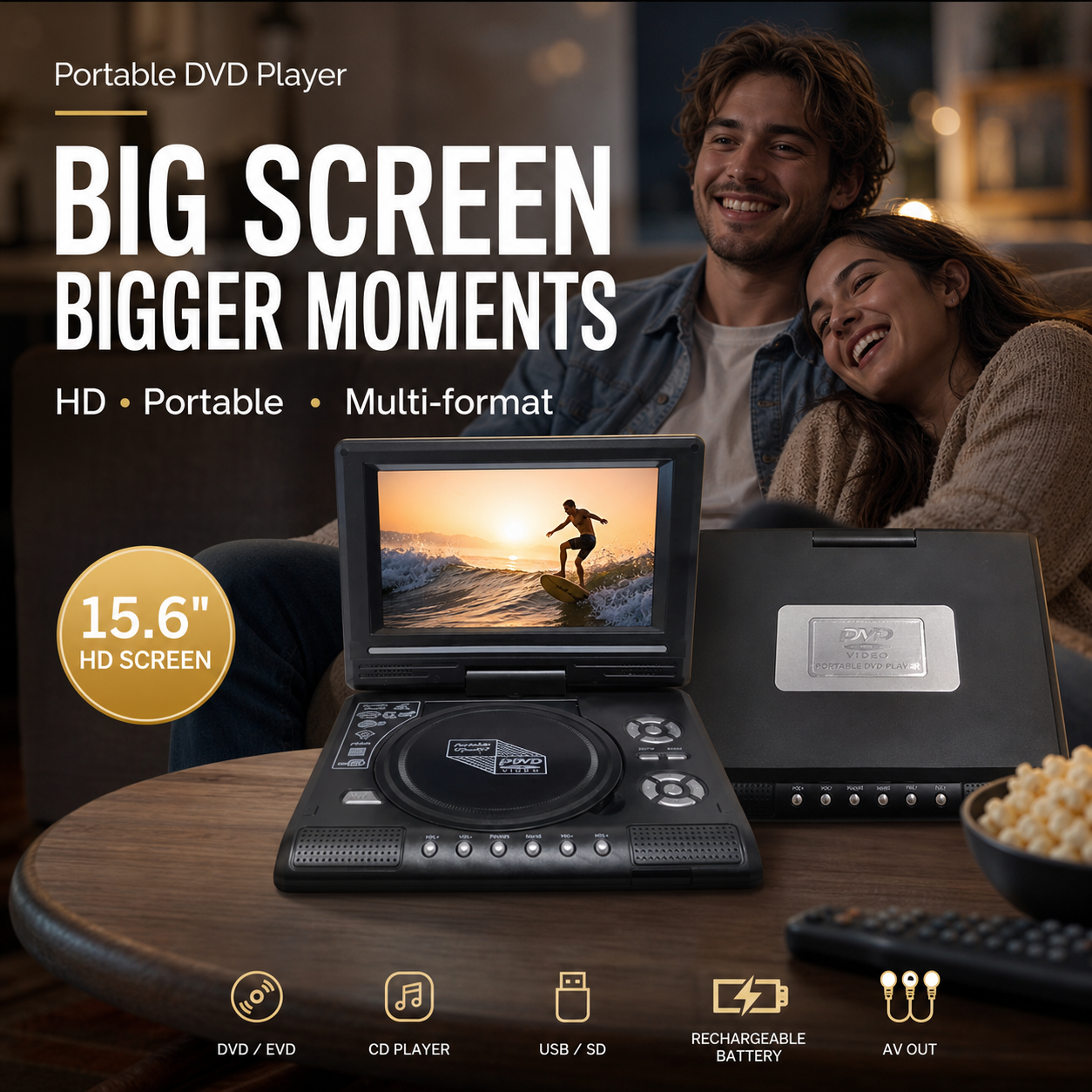 🎬📀 -50% ! 🖥️Lecteur DVD/EVD portable HD 7,8" – Grand écran, rechargeable et compatible DVD/CD/USB/SD – Idéal pour la maison et les voyages