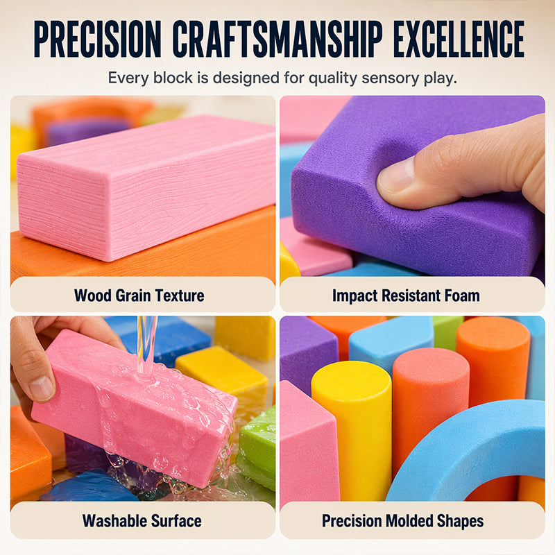 🏰🧸 Jeu de blocs de construction en mousse EVA souple – Grands blocs légers, sans BPA, silencieux et lavables, pour des heures de jeu en toute sécurité 👶🌈