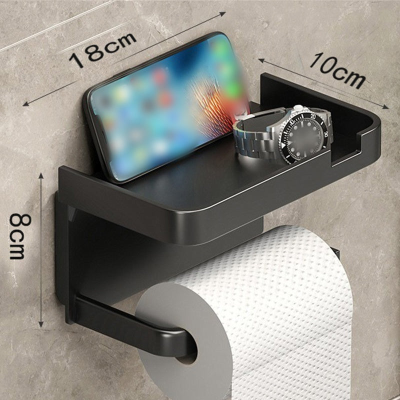 Wall-Mounted Toilet Paper Holder with Storage Shelf