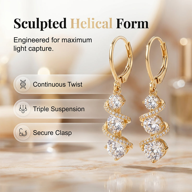 ✨ Boucles d'Oreilles Spirale & Goutte Asymétriques – Cristaux Luminescents & Hélice Dorée ! 💫 Design Allongeant – Parfait pour les Soirées & Fêtes. 🌟 Pierre Premium Scintillante – Achetez 3 pour 10% de Réduction Supplémentaire ! 🛍️