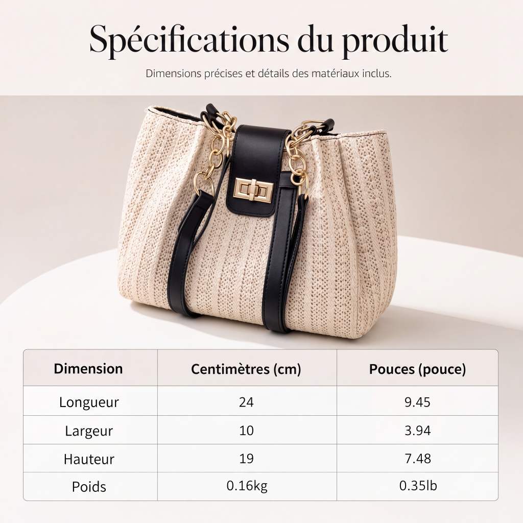 🧺👜 Sac d’été en paille tressée – Ultra-léger, anse réglable, magnifique texture artisanale, assez grand pour glisser une serviette de plage, des lunettes et même une baguette sous le bras 🥖🏖️