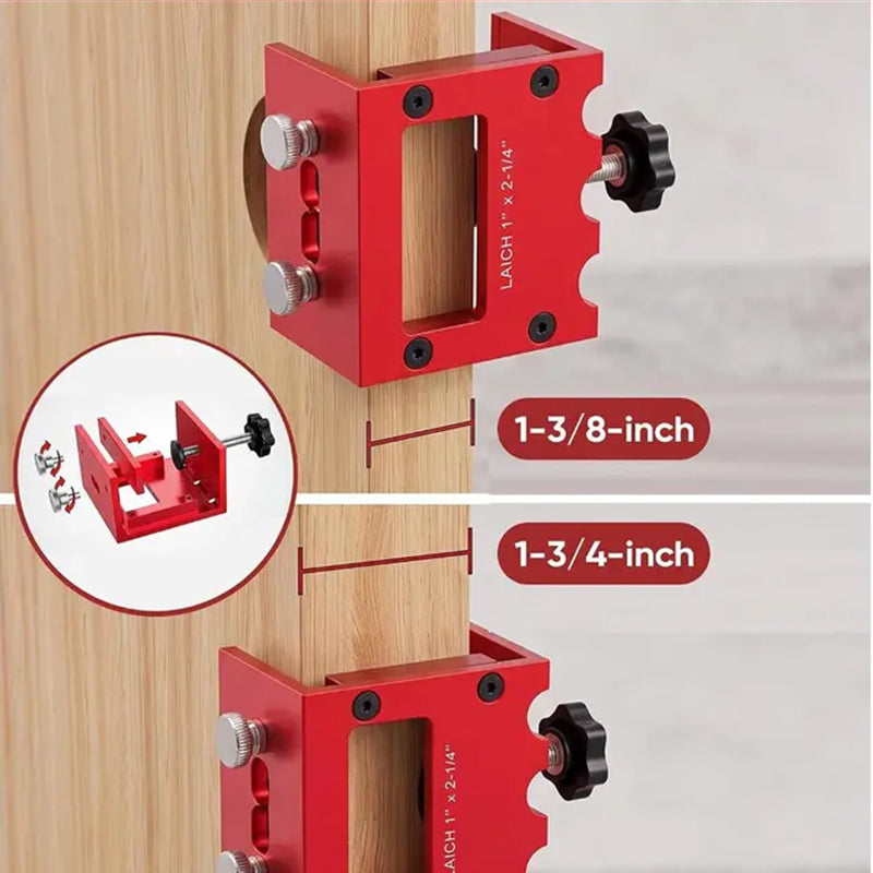 🚪 -50% ! 🛠️ Kit de Gabarit de Mortaisage pour Loquet de Porte en Bois – Aluminium – 3 Profondeurs de Coupe – Compatible 35/44 mm – Installation Propre 🔧