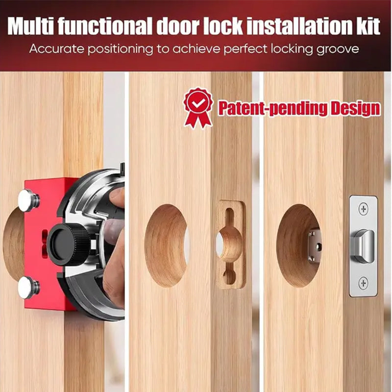 🚪 -50% ! 🛠️ Kit de Gabarit de Mortaisage pour Loquet de Porte en Bois – Aluminium – 3 Profondeurs de Coupe – Compatible 35/44 mm – Installation Propre 🔧