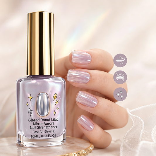 💅Fortifiant à Ongles Effet Miroir Brillant Lilas – 10 ml – Finition Aurora Glacée & Séchage Rapide à l’Air pour Ongles Renforcés✨
