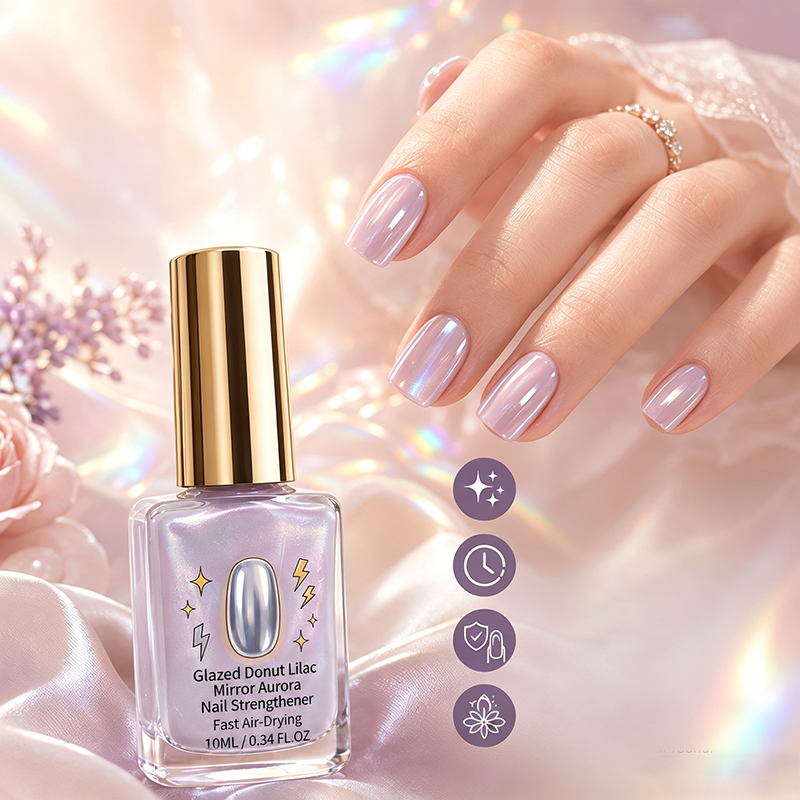 📢📢 Achetez 2.obtenez 1 gratuit  ! 💅 Fortifiant à Ongles Effet Miroir Brillant Lilas – 10 ml – Finition Aurora Glacée & Séchage Rapide à l’Air pour Ongles Renforcés ✨