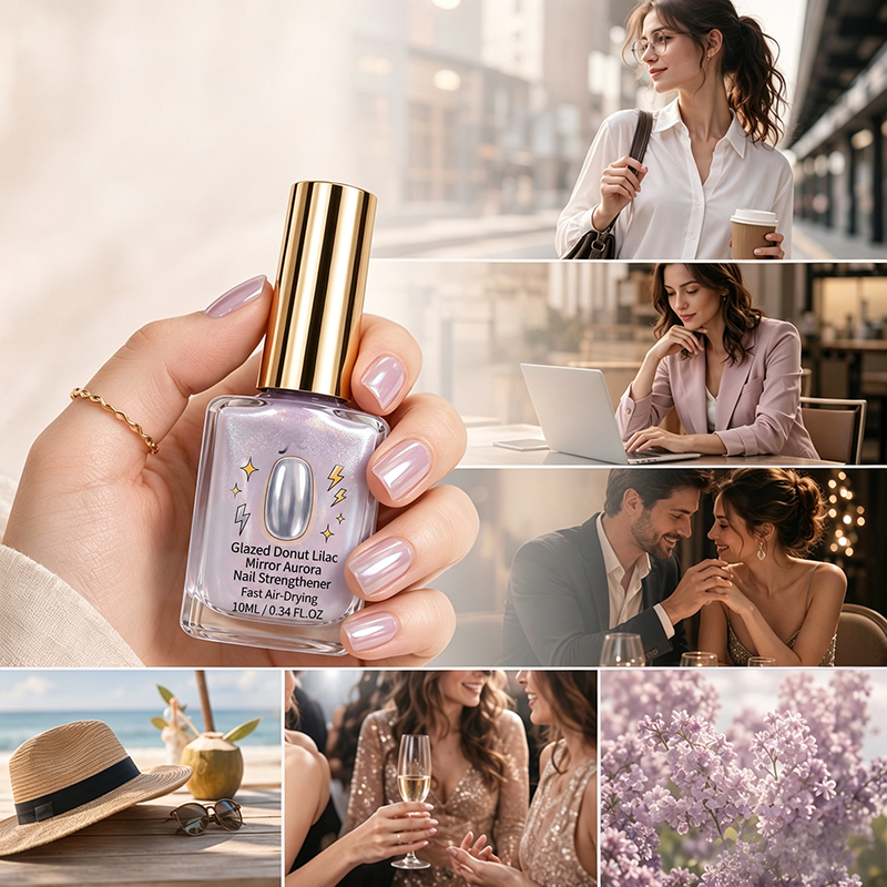 📢📢 Achetez 2.obtenez 1 gratuit  ! 💅 Fortifiant à Ongles Effet Miroir Brillant Lilas – 10 ml – Finition Aurora Glacée & Séchage Rapide à l’Air pour Ongles Renforcés ✨
