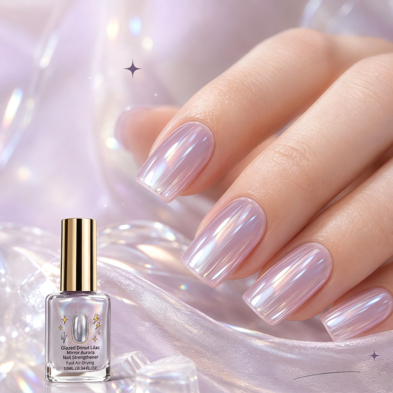 📢📢 Achetez 2.obtenez 1 gratuit  ! 💅 Fortifiant à Ongles Effet Miroir Brillant Lilas – 10 ml – Finition Aurora Glacée & Séchage Rapide à l’Air pour Ongles Renforcés ✨