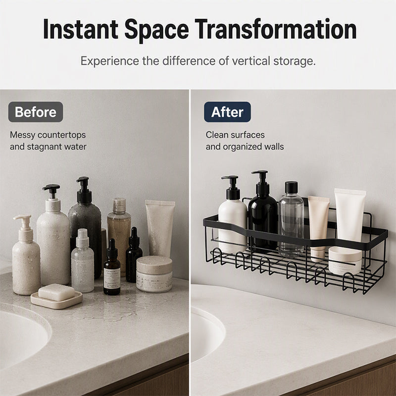 Ensemble d'Étagères de Salle de Bain sans Perçage