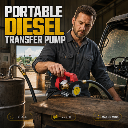 ⛽ -50% ! 🔧 Pompe de Transfert Diesel Portable – Alliage Aluminium + Plastique – 12V/24V/220V & 94,6 L/min pour Garage, Atelier et Exploitation Agricole 🚜
