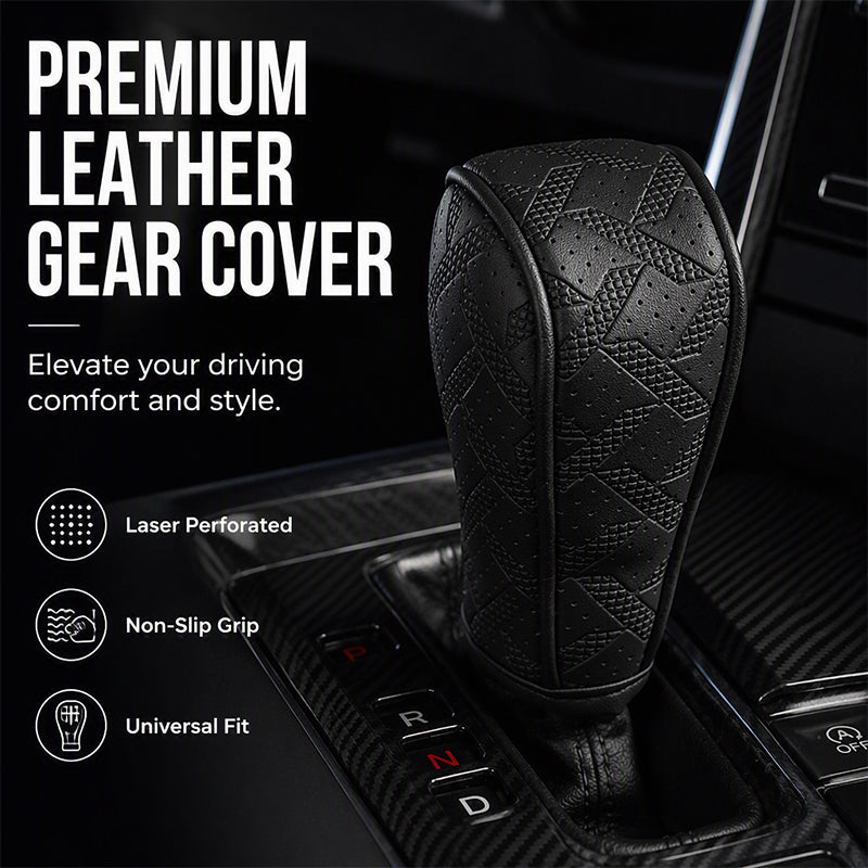 🚗 50% DE RÉDUCTION! 🧵 Cache Pommeau de Levier de Vitesse – Cuir PU perforé, protection tri-couche & universel – Style et confort pour l'intérieur de votre auto 🛡️