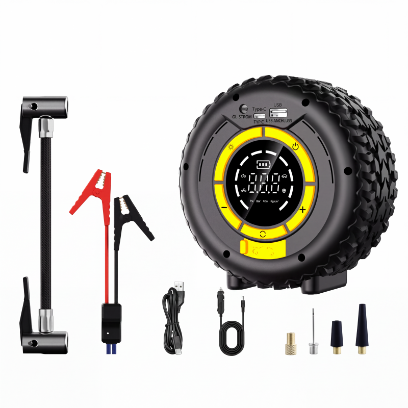 📢📢50% DE RÉDUCTION !! ⏰ 2-en-1 : Aide-démarrage + Gonfleur de pneus 🔋 — Compresseur portable puissant, compact et fiable ⚡ Idéal pour les urgences routières 🛠️