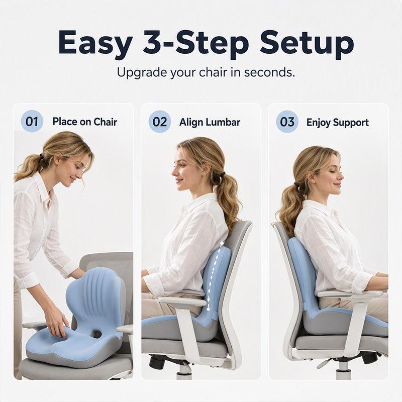 🪑 50% DE RÉDUCTION! 🧘 Coussin ergonomique en mousse à mémoire de forme – Soutien lombaire, confort & meilleure posture – Idéal pour bureau, voiture et maison 💺