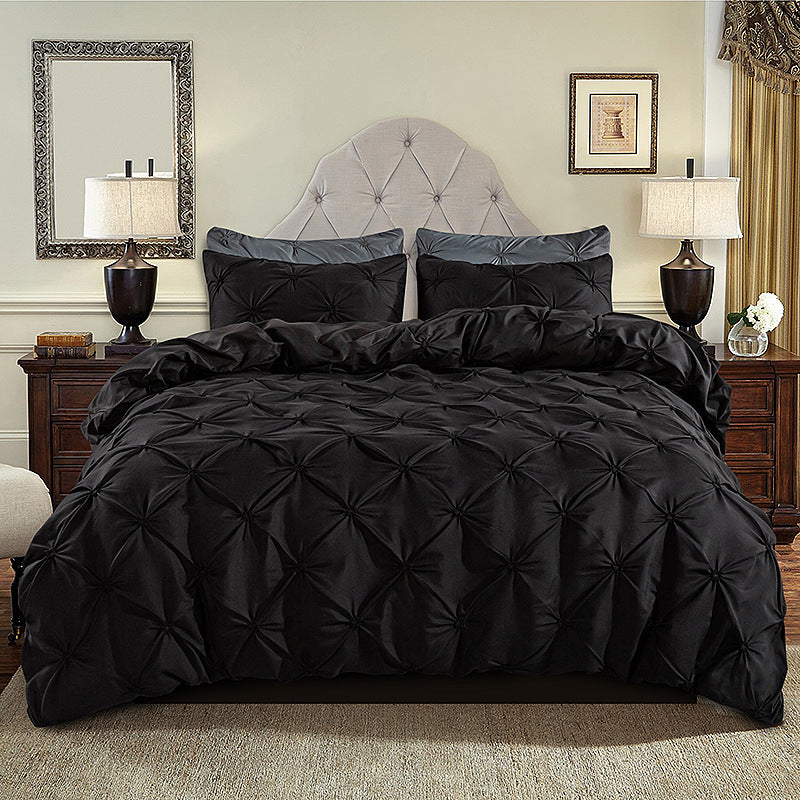 🏠💤 -50% ! 🌙Parure de Couette 3 Pièces à Plis Pintuck – Fibre Chimique – Fermeture à Glissière Cachée & Lavable en Machine pour Chambre Élégante