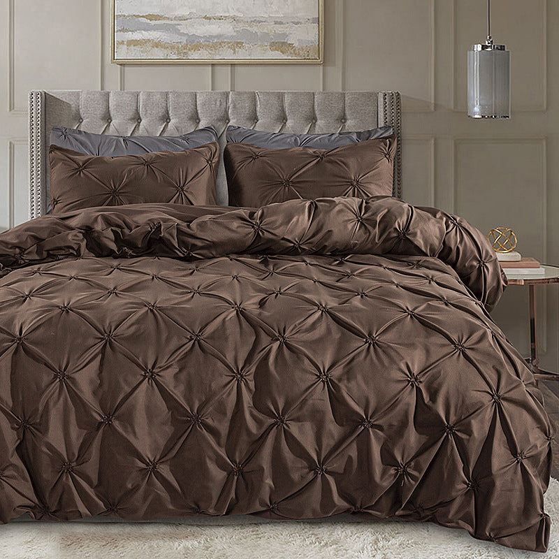 🏠💤 -50% ! 🌙Parure de Couette 3 Pièces à Plis Pintuck – Fibre Chimique – Fermeture à Glissière Cachée & Lavable en Machine pour Chambre Élégante