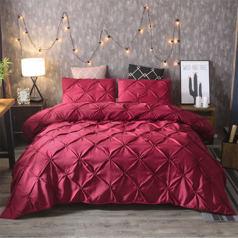 🏠💤 -50% ! 🌙Parure de Couette 3 Pièces à Plis Pintuck – Fibre Chimique – Fermeture à Glissière Cachée & Lavable en Machine pour Chambre Élégante