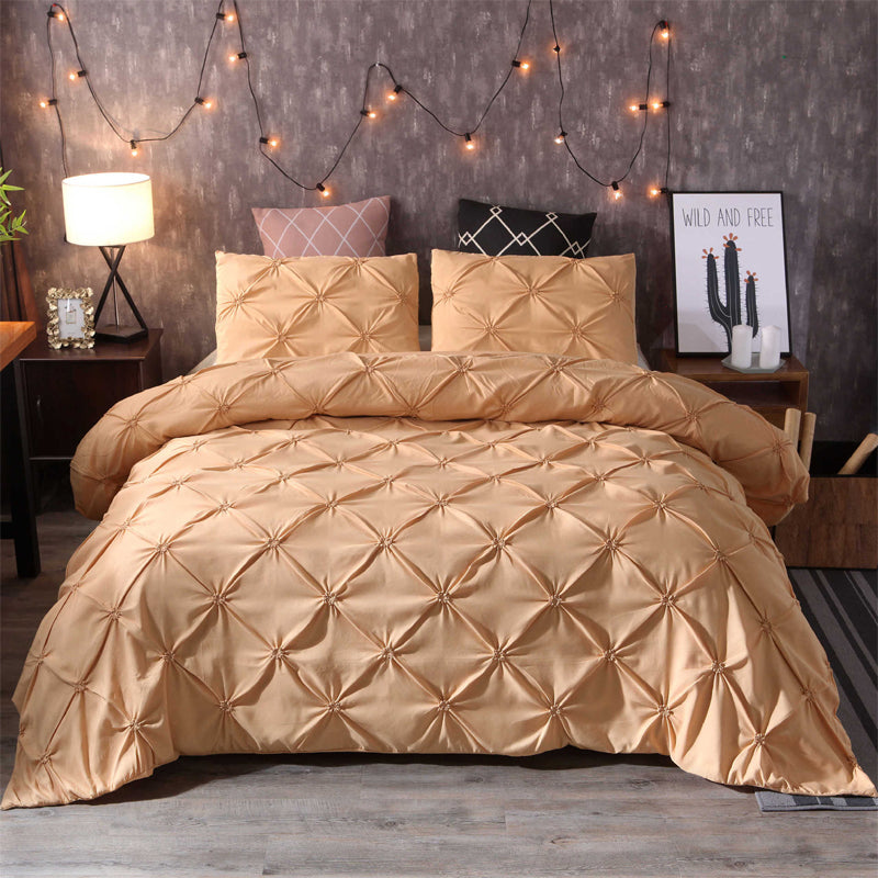 🏠💤 -50% ! 🌙Parure de Couette 3 Pièces à Plis Pintuck – Fibre Chimique – Fermeture à Glissière Cachée & Lavable en Machine pour Chambre Élégante