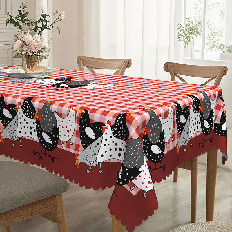 🐓 50% DE RÉDUCTION! 🍽️ Nappe à Carreaux Rouges avec Motif Coq – Polyester, résistante & style rustique – Parfaite pour repas de famille et décorations champêtres ✨