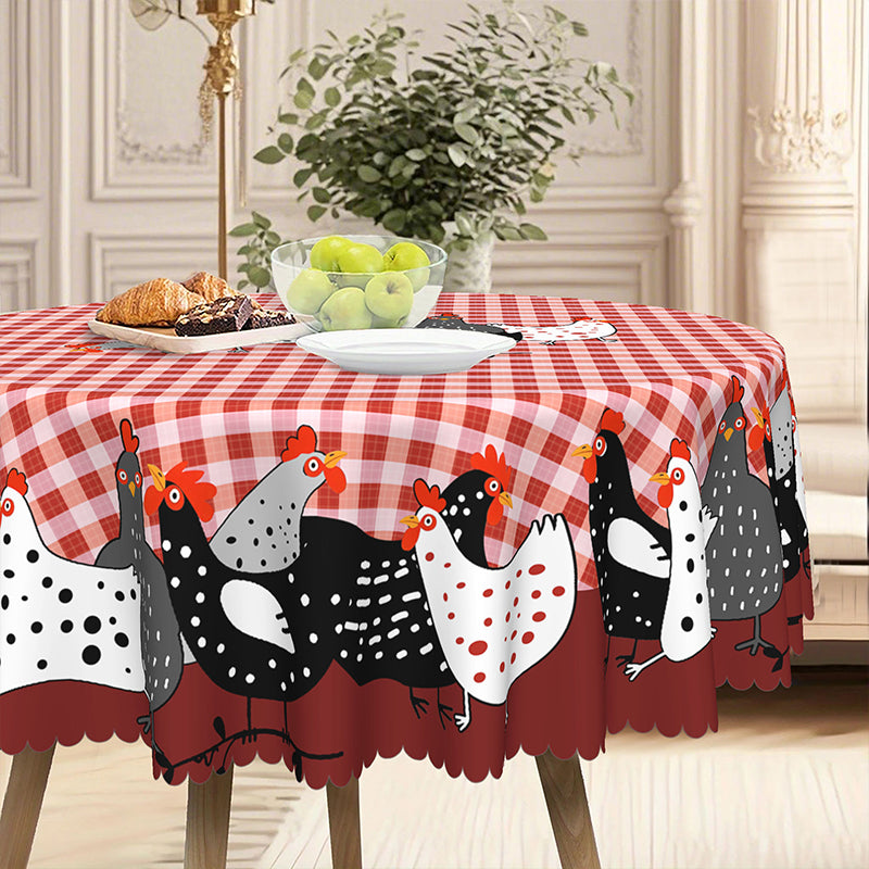 🐓 50% DE RÉDUCTION! 🍽️ Nappe à Carreaux Rouges avec Motif Coq – Polyester, résistante & style rustique – Parfaite pour repas de famille et décorations champêtres ✨