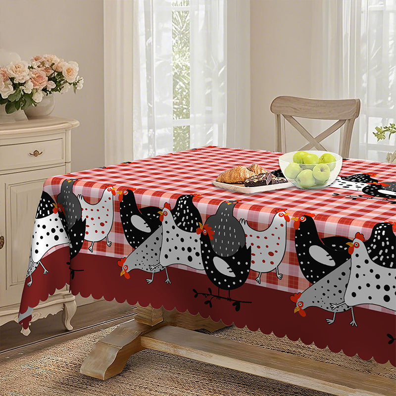 🐓 50% DE RÉDUCTION! 🍽️ Nappe à Carreaux Rouges avec Motif Coq – Polyester, résistante & style rustique – Parfaite pour repas de famille et décorations champêtres ✨