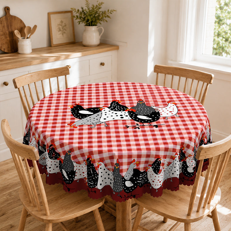 🐓 50% DE RÉDUCTION! 🍽️ Nappe à Carreaux Rouges avec Motif Coq – Polyester, résistante & style rustique – Parfaite pour repas de famille et décorations champêtres ✨