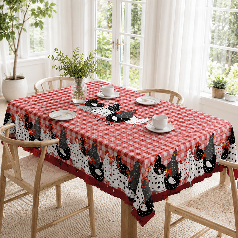 🐓 50% DE RÉDUCTION! 🍽️ Nappe à Carreaux Rouges avec Motif Coq – Polyester, résistante & style rustique – Parfaite pour repas de famille et décorations champêtres ✨