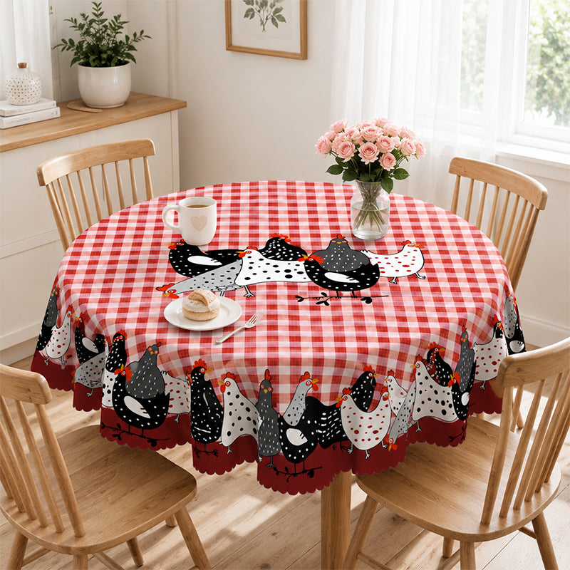 🐓 50% DE RÉDUCTION! 🍽️ Nappe à Carreaux Rouges avec Motif Coq – Polyester, résistante & style rustique – Parfaite pour repas de famille et décorations champêtres ✨