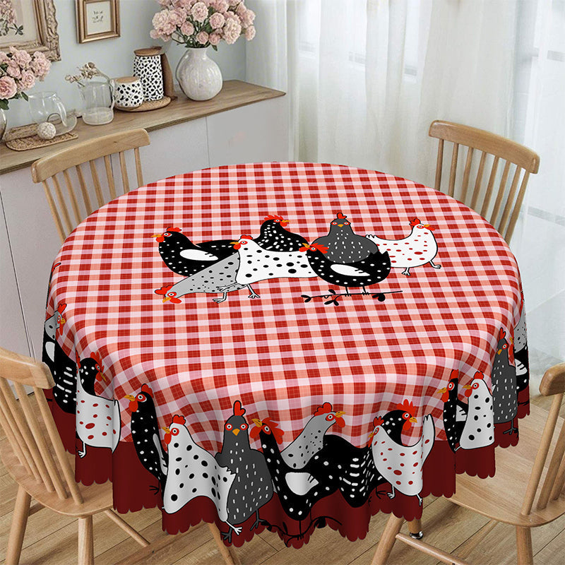 🐓 50% DE RÉDUCTION! 🍽️ Nappe à Carreaux Rouges avec Motif Coq – Polyester, résistante & style rustique – Parfaite pour repas de famille et décorations champêtres ✨