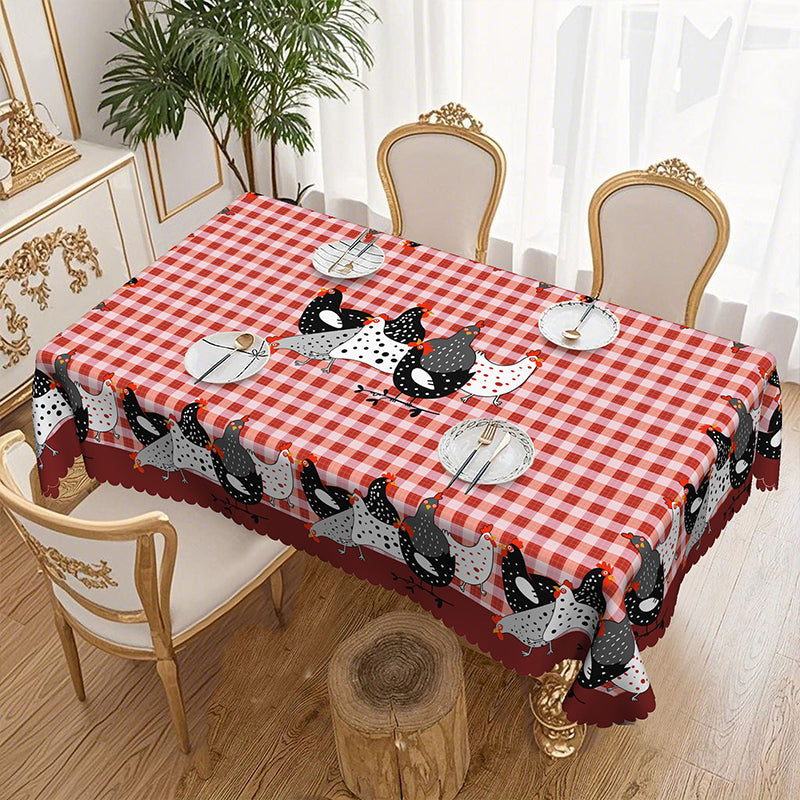 🐓 50% DE RÉDUCTION! 🍽️ Nappe à Carreaux Rouges avec Motif Coq – Polyester, résistante & style rustique – Parfaite pour repas de famille et décorations champêtres ✨