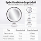 Miroir de maquillage grossissant x10 avec lumière LED et ventouse