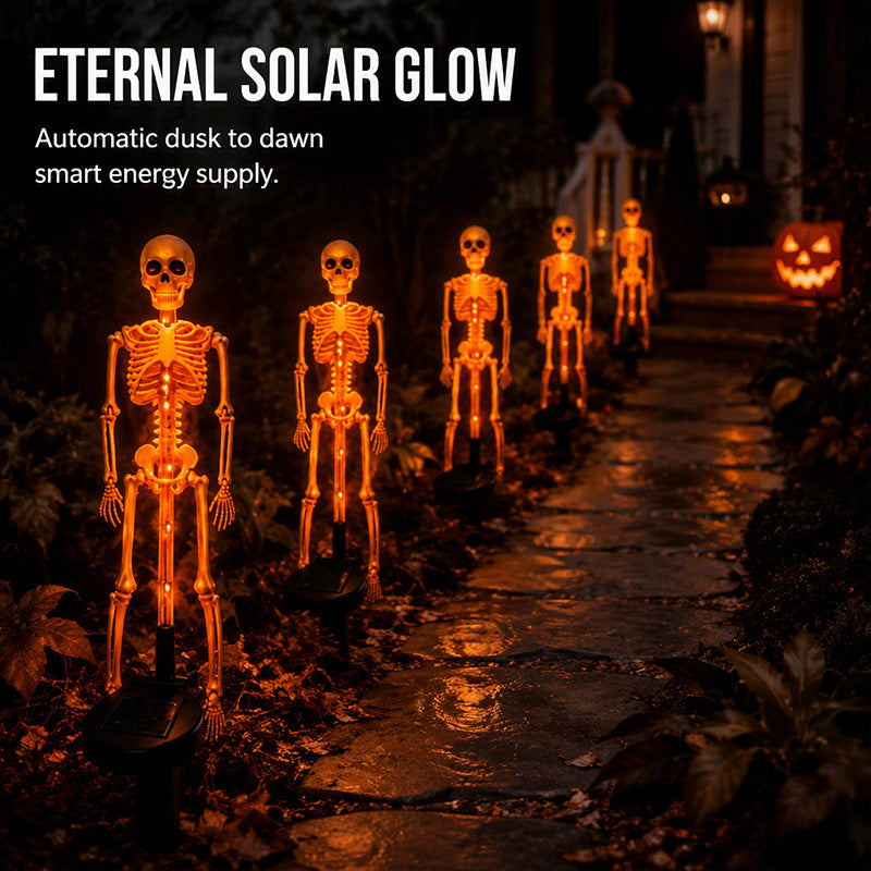 Lampes solaires à piquet « Skeleton » pour l'extérieur, étanches, pour la décoration d'Halloween