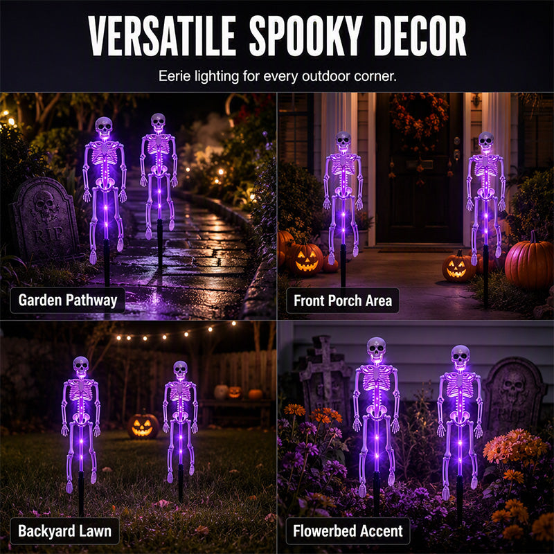 Lampes solaires à piquet « Skeleton » pour l'extérieur, étanches, pour la décoration d'Halloween