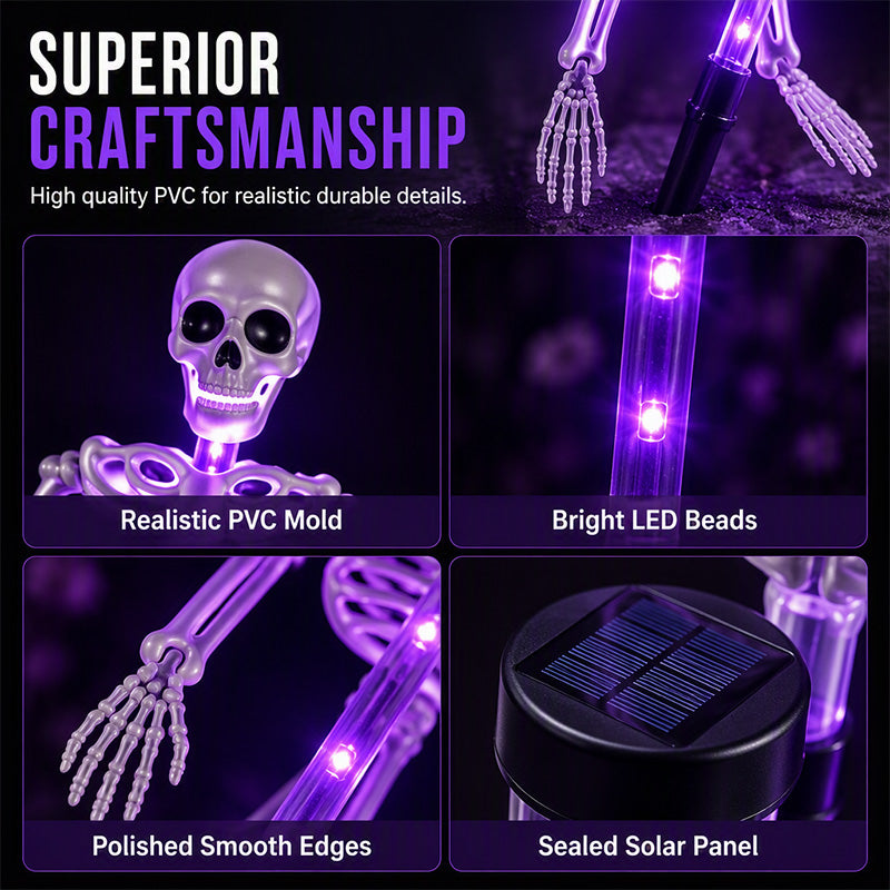 Lampes solaires à piquet « Skeleton » pour l'extérieur, étanches, pour la décoration d'Halloween