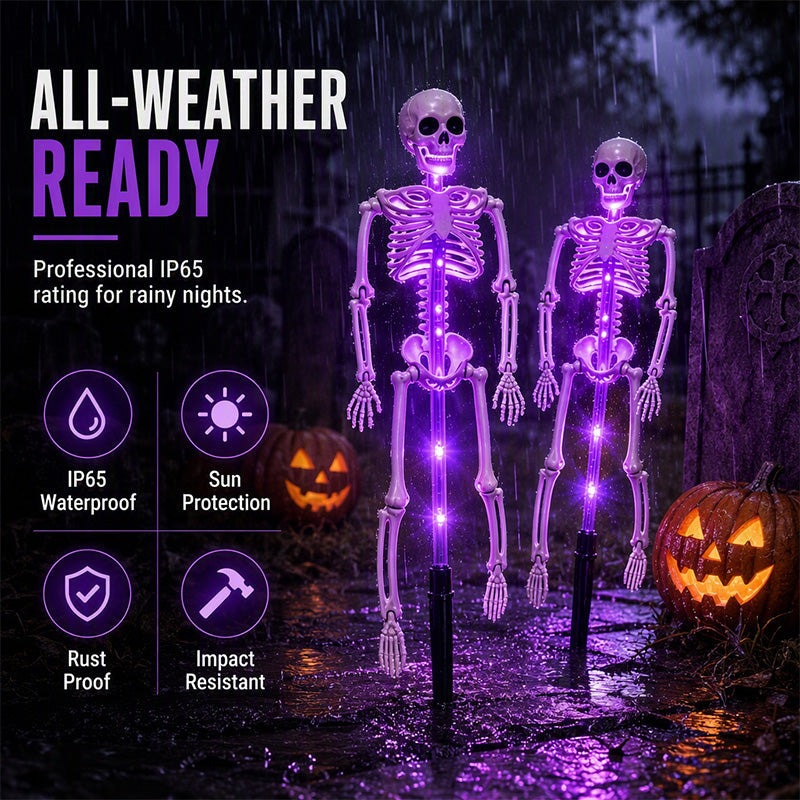 Lampes solaires à piquet « Skeleton » pour l'extérieur, étanches, pour la décoration d'Halloween