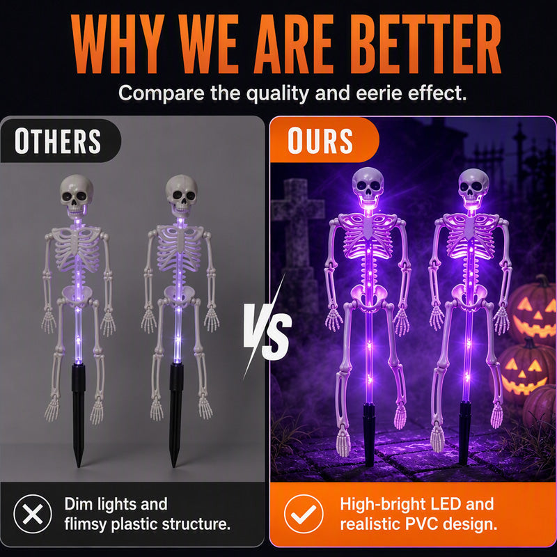 Lampes solaires à piquet « Skeleton » pour l'extérieur, étanches, pour la décoration d'Halloween