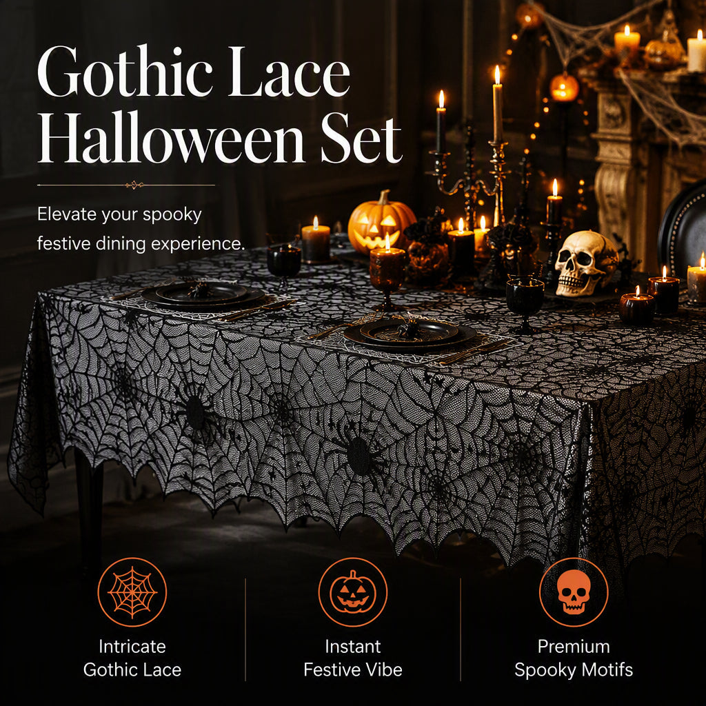 🎃 OFFRE LIMITÉE –50% ! ⏰ Nappe et Sets de Table Motifs Halloween Effrayants