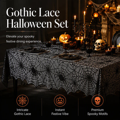 🎃 OFFRE LIMITÉE –50% ! ⏰ Nappe et Sets de Table Motifs Halloween Effrayants