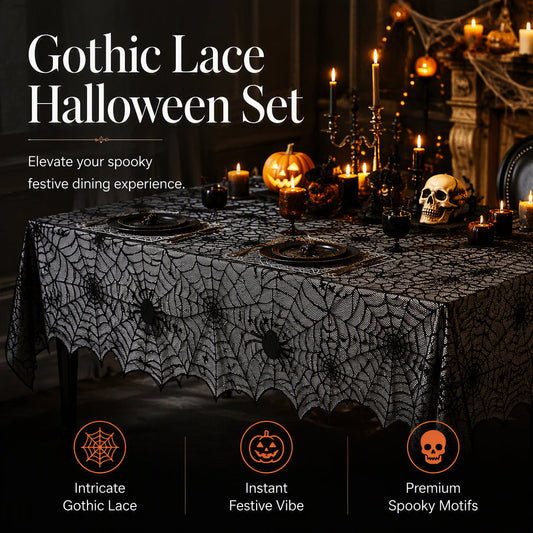 🎃 OFFRE LIMITÉE –50% ! ⏰ Nappe et Sets de Table Motifs Halloween Effrayants