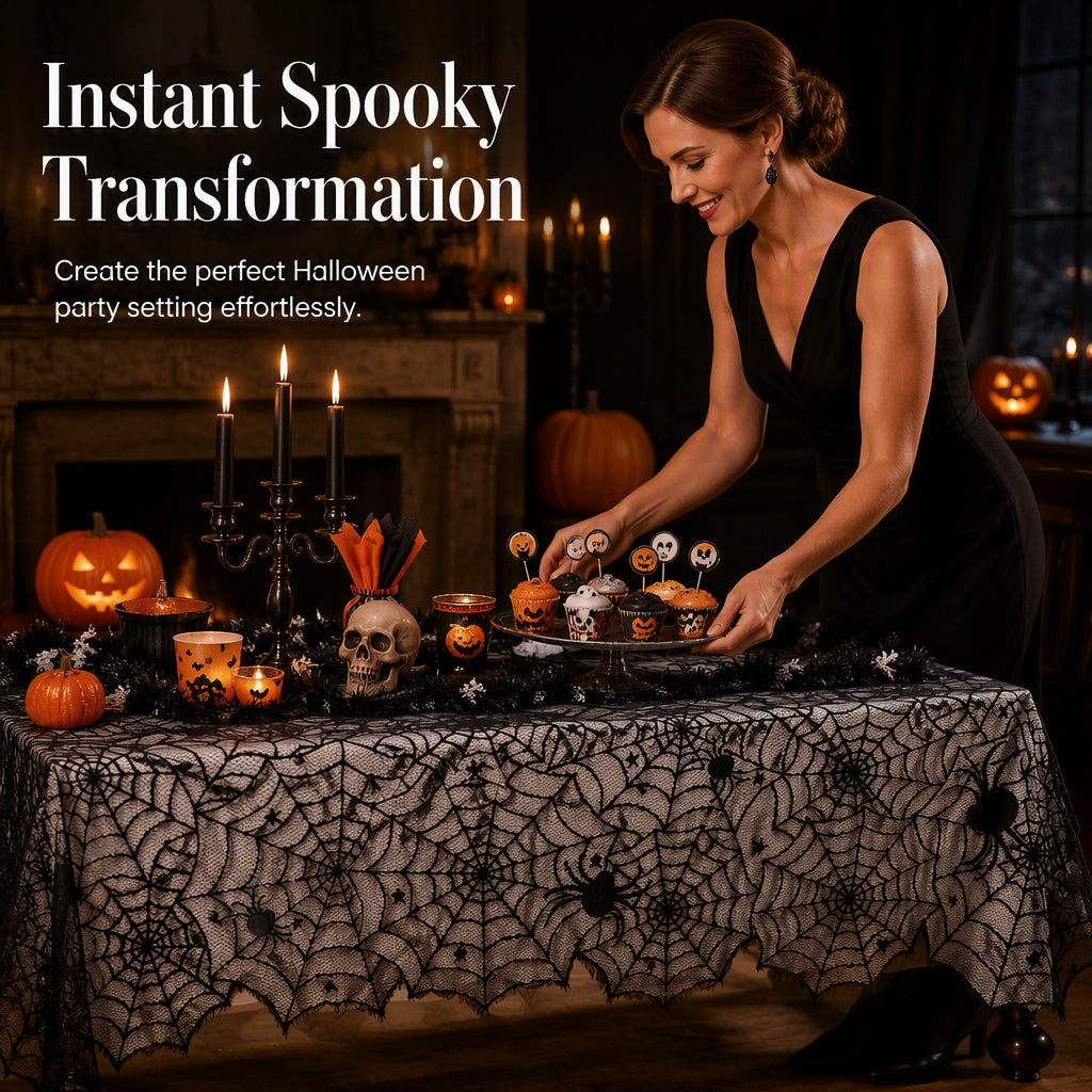 🎃 OFFRE LIMITÉE –50% ! ⏰ Nappe et Sets de Table Motifs Halloween Effrayants