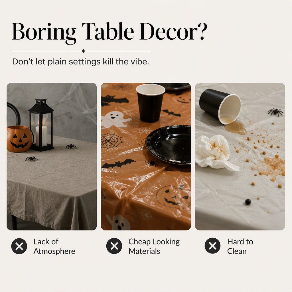 🎃 OFFRE LIMITÉE –50% ! ⏰ Nappe et Sets de Table Motifs Halloween Effrayants