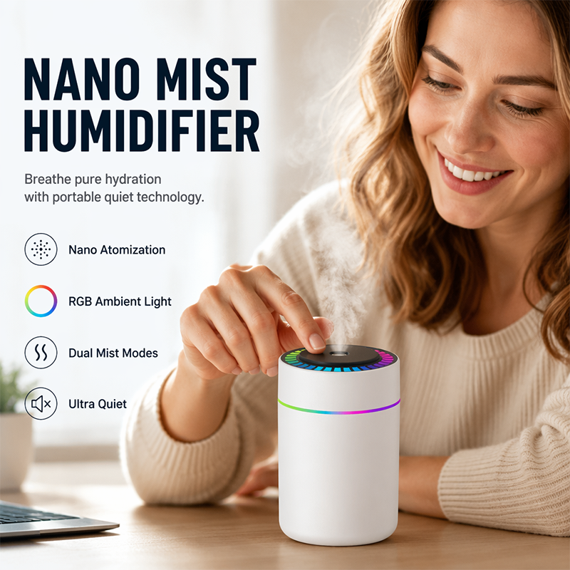 Mini-humidificateur USB avec lumières colorées pour la chambre et la voiture