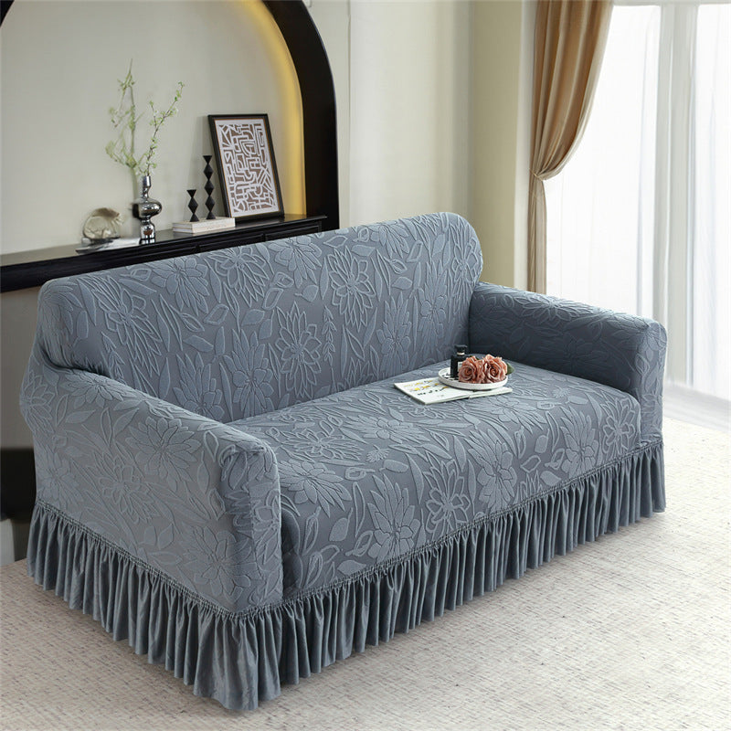 📢📢40% DE RÉDUCTION !! ⏰😌 Housse de Canapé Antidérapante à Volants – Tissu Jacquard – Bord Élastique & Couverture Totale pour Protection Quotidienne sans Glissement 🏠