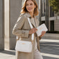 💼👛 -50% ! 🌸 Ensemble de Sacs à Bandoulière pour Femmes – Cuir PU – Motif Gaufré Vagues & Bandoulière Large – Set Sac Principal + Pochette pour Bureau et Quotidien