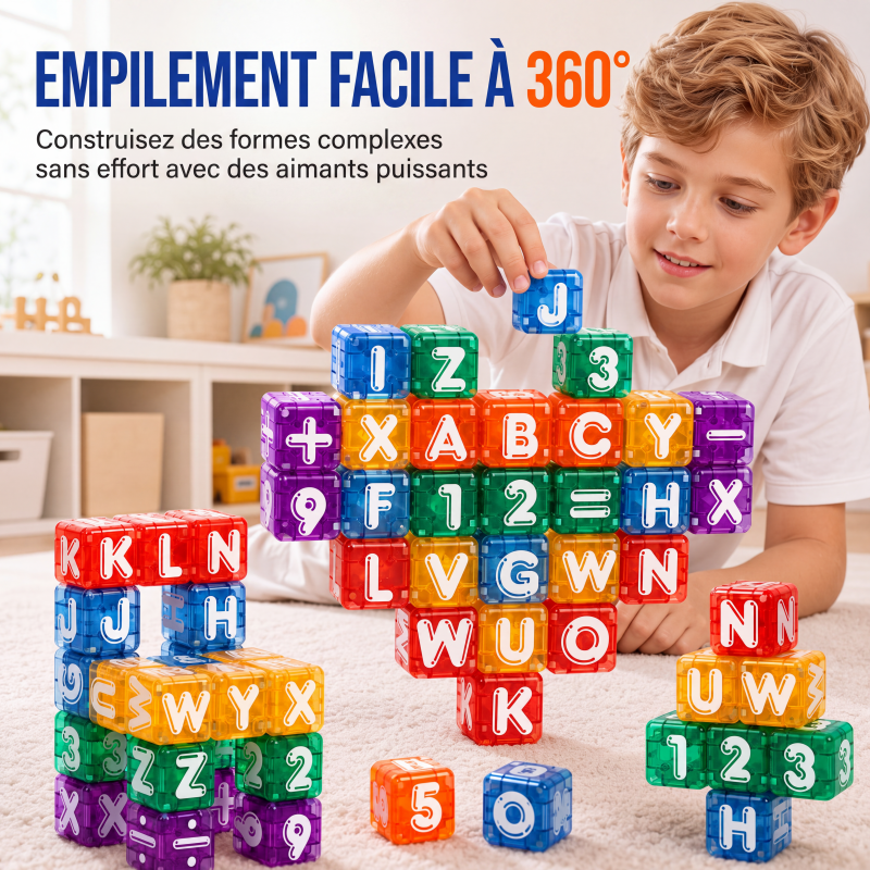 Cubes magnétiques de lettres et de chiffres pour enfants