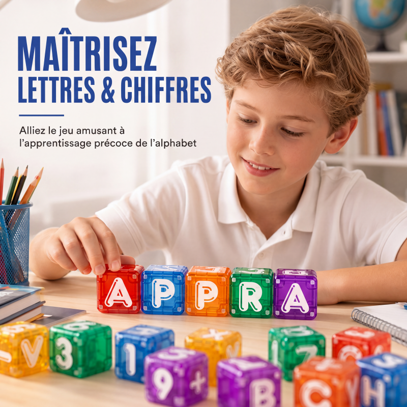 Cubes magnétiques de lettres et de chiffres pour enfants