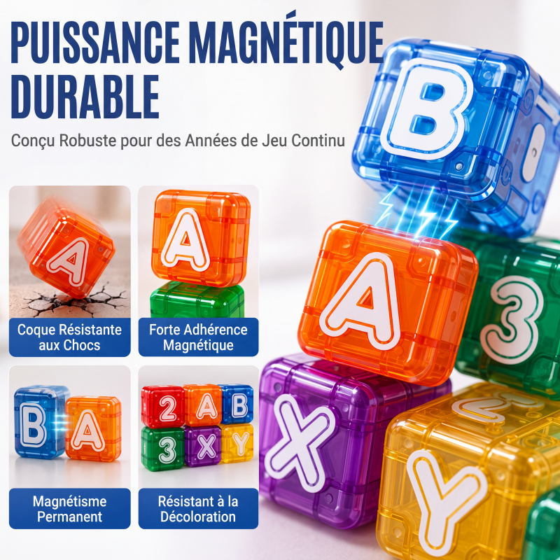 Cubes magnétiques de lettres et de chiffres pour enfants