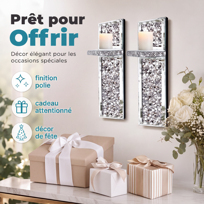 Bougeoirs muraux en verre de cristal pilé