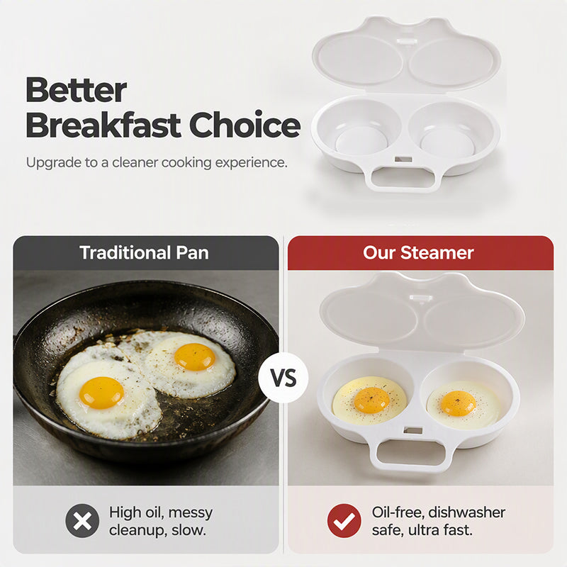 ⏳🔥57 % DE RÉDUCTION POUR UNE DURÉE LIMITÉE ! ⏰Cuiseur à œufs pour micro-ondes à double compartiment – Cuisson rapide sans huile, en PP de qualité alimentaire et polyvalent. Idéal pour les matins pressés : un petit-déjeuner sain en quelques minutes !