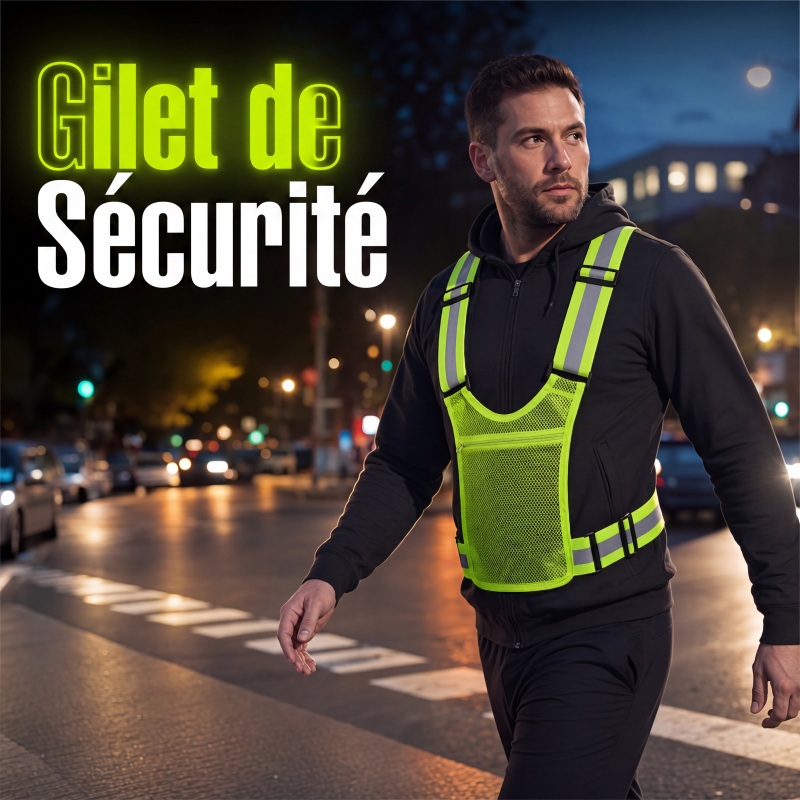 🦺 50% DE RÉDUCTION! 🏃 Gilet réfléchissant haute visibilité – Ajustable, léger & poche intégrée – Sécurité optimale pour la course, le vélo et les déplacements 🌙