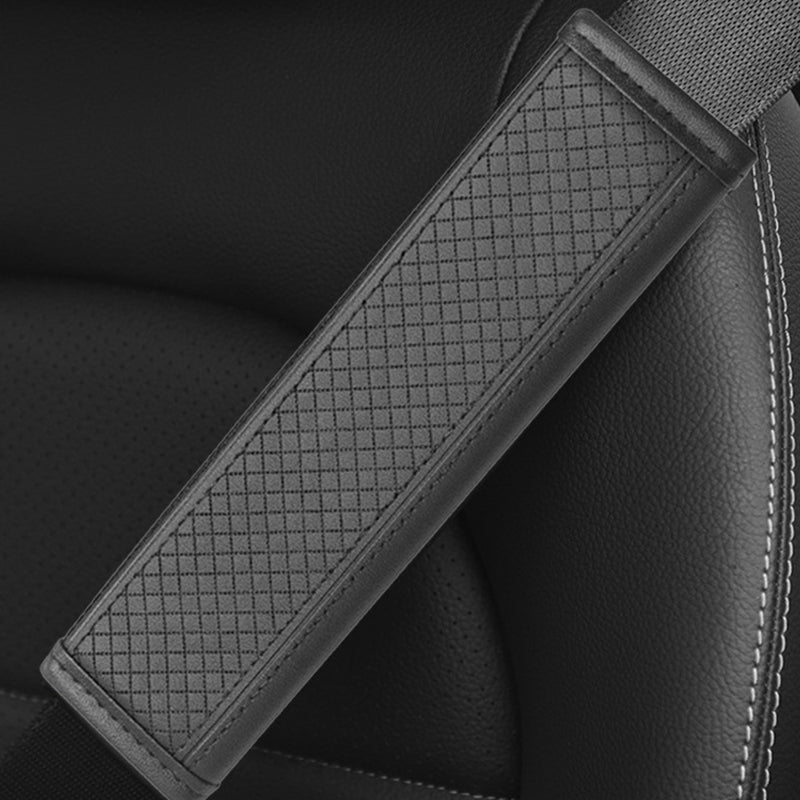 🚗 -50% ! 🛡️ Coussin de Ceinture de Sécurité en Cuir PU – Anti-Pression & Respirable – Doublure Antidérapante pour Conduite Confortable – Noir/Bleu/Rouge 🧵